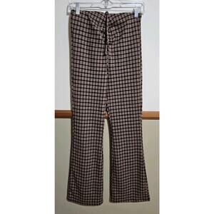 Princess Polly Brown Plaid Flare Pants Size 4